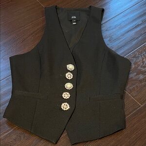 River Island Elegant Black Vest with Embellished Buttons